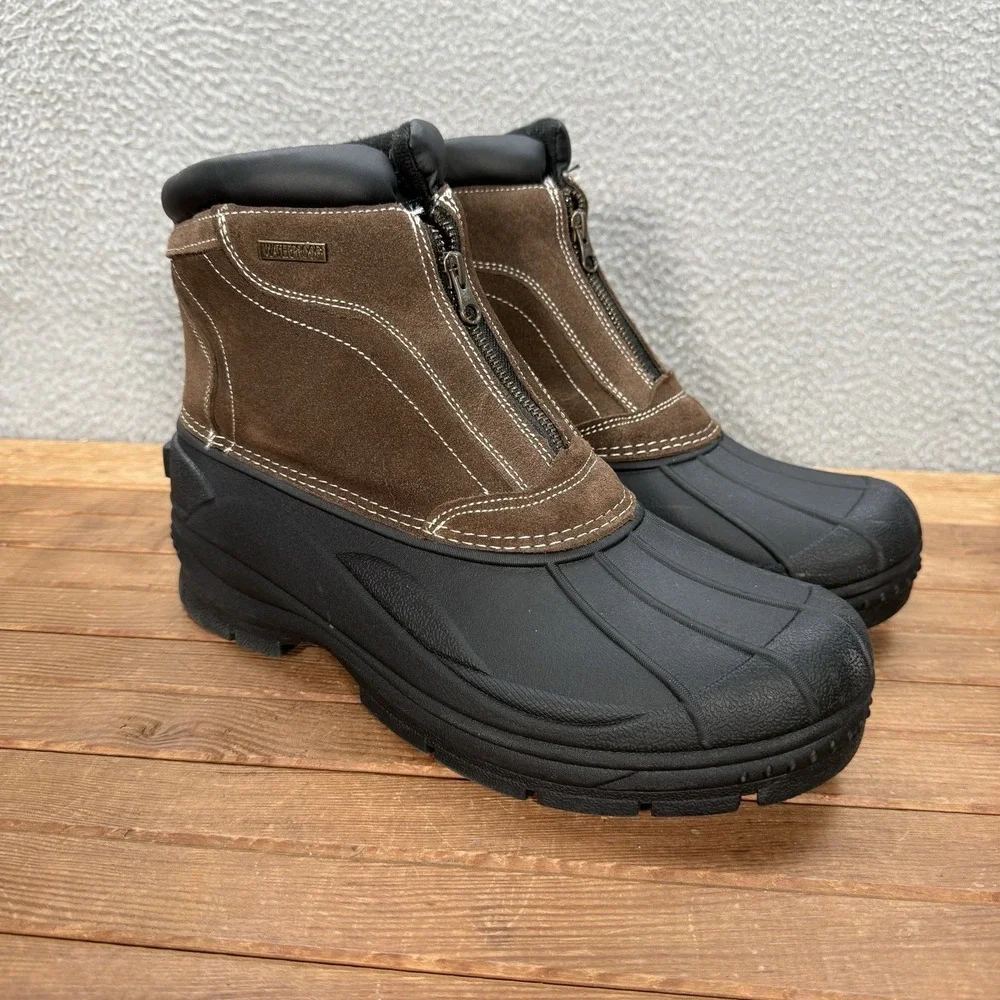 Tamarack Boots Mens 12‎ Brown Black 400G Front Zip Waterproof Insulated Outdoors